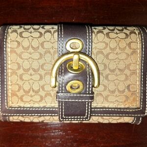 Coach Brown Leather and Gold Hardware Small Wallet